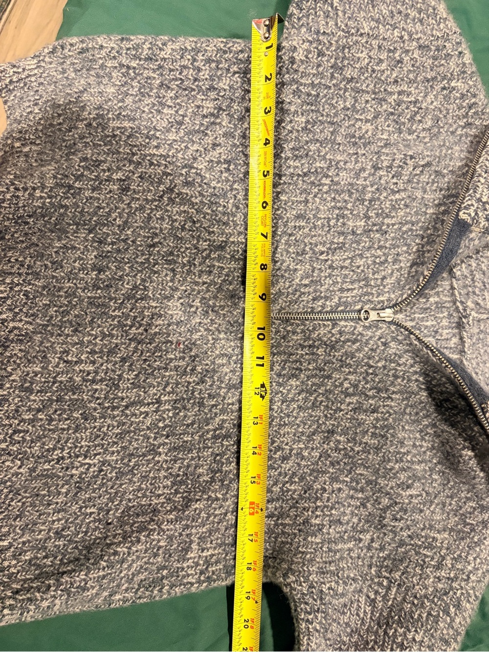 Everlane Heathered Blue-Gray Zip Knit Sweater, 100% wool - Picture 5 of 7